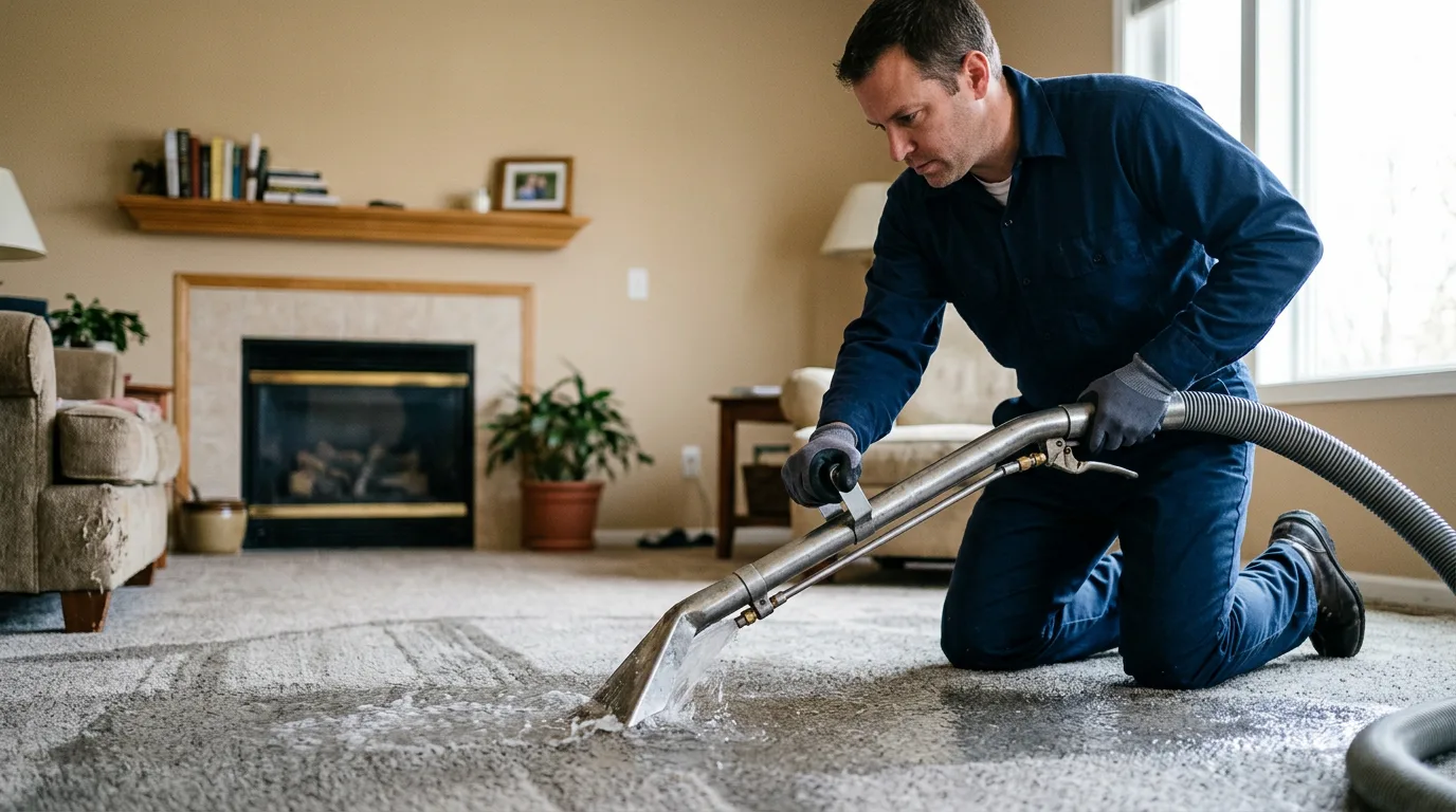 Water damage restoration technician working near Foreston, MN